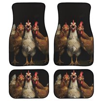 Renewold 4 Pieces Front and Rear Rooster Car Floor Mats Chicken Car Floor Mats All Weather Protection Non-slip Rubber Backing Universal Fit for Car Truck Sedan SUV, Black