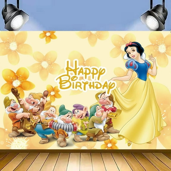 Cartoon Snow Princess Birthday Backdrop Photography Kids Party Supplies Happy Birthday Party Decorations 35''×30''