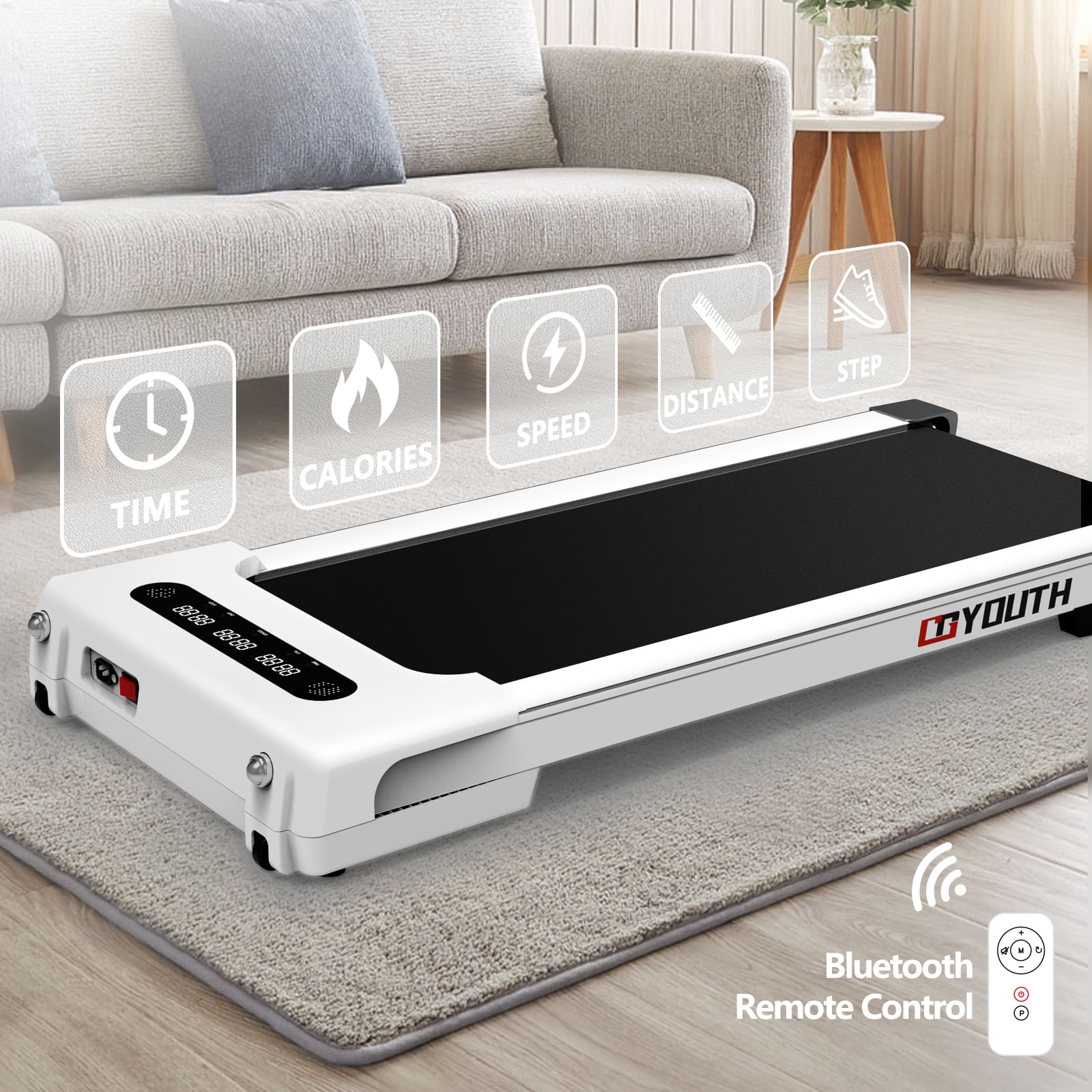 GOYOUTH Walking Pad, Under Desk Treadmill 300 lbs Weight Capacity, Compact Treadmills for Home Office 0.5-6 kph