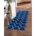 thumbnail image 1 of Unique Loom 3151583 2 x 10 ft. Geometric Trellis Frieze Runner Rug, Navy Blue, 1 of 2