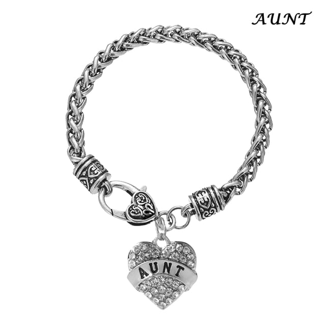 SIfdSeng Bracelet Family Friends Love Heart Ceystal Rhinestone Bangle Chain Charm Mom Daughter Grandma Teacher Birthday Mother Gift Labradorite Bracelet Bracelet Stack for Women Trendy