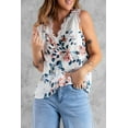 thumbnail image 3 of ABPHQTO Camiseta sin mangas floral con cuello en V y ribete de pestañas para mujer, 3 of 5