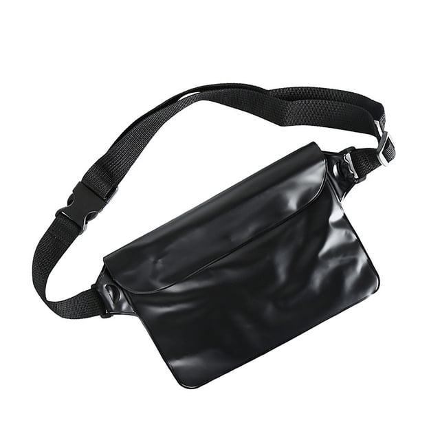 Injueey Riñonera impermeable para teléfono, bolsa de natación, riñonera de hombro para buceo, riñonera, funda para teléfono, funda para playa, Teléfono y Comunicación Negro