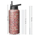 thumbnail image 4 of Triple Walled Insulated 32oz Bohemian Boho Themed Water Bottle with Straw, Stainless Steel Metal Bottle, Leak Proof Lids for Travel, Sports, Gym & Unisex, 4 of 5