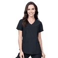thumbnail image 2 of Elements Select ES2956 Women's Mock Wrap Scrub Top and Jogger Scrub Set Black Large Tall, 2 of 7