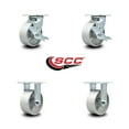 thumbnail image 2 of 5 Inch Semi Steel Caster Set with Roller Bearings 2 Brake 2 Rigid Service Caster, 2 of 2