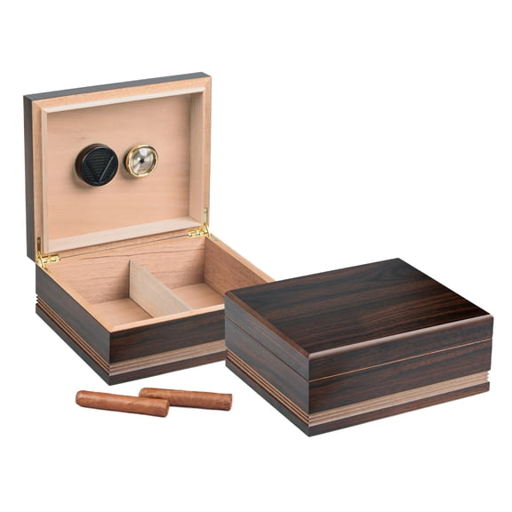 Duke Routed Edge Design Cigar Humidor - Rich Almond Finish - Capacity: 25 to 50