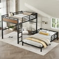 thumbnail image 3 of Bed Frame Full over Full Metal Bunk Bed/Metal Loft Bed,Separable Bunk Beds,with raised security fence,Walnut Color,Platform Bed Frame, 3 of 17