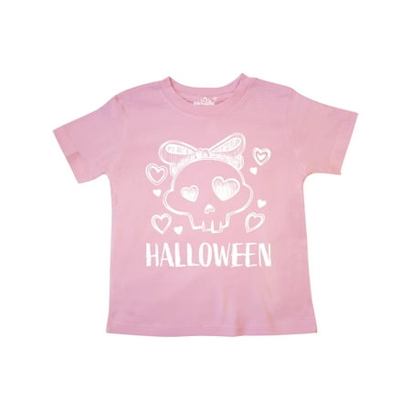 

Inktastic Halloween Cute Skull with Bow Gift Toddler Boy or Toddler Girl T-Shirt