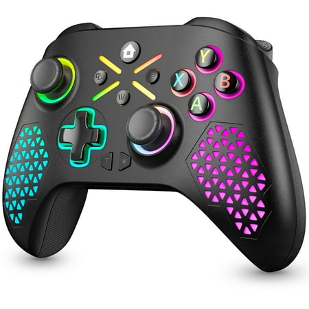 Wireless Xbox One Controller with RGB LED Light Support Button Mapping and Turbo Function, Compatible with Xbox One, XboxOne X/S, Xbox Series X/S ,Windows PC (Black)