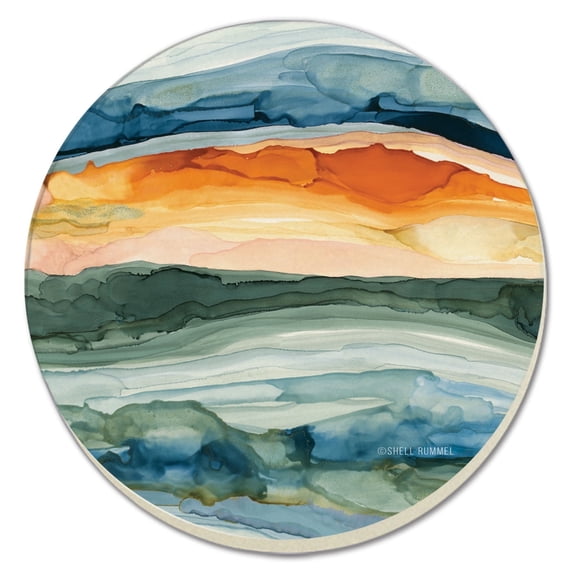 Thirstystone Watercolor Sunrise 4-Pack Round Stone Coasters