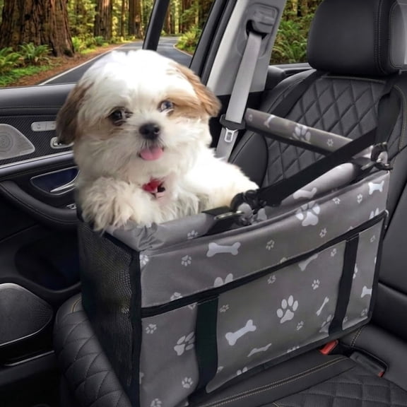 FORICOM Dog Car Seat for Small Dogs Cats , Portable Booster with Safety Leash, Foldable Waterproof Travel Carrier, Gray