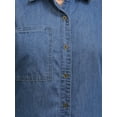 thumbnail image 5 of INSPIRE CHIC Women's Denim Shirt Dress Short Sleeve Button Down Midi Casual Dress M Blue, 5 of 6