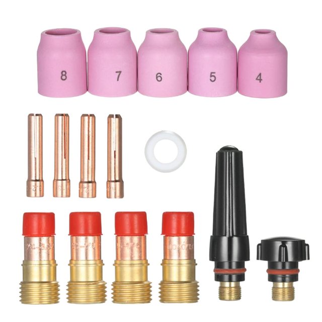 16 pcs Gas Lente Pinzas de Alúm ina Boquillas Junta Aislante WP 17 18 26 TIG Baoblaze Boquilla de cuerpo de boquilla de copa