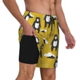 thumbnail image 2 of Yiaed Cartoon Bear Yellow Print Mens Swim Trunks Bathing Suit Compression Liner Beach Swim Shorts Swimwear Quick Dry Zipper Pocket No-Chafing Board Short-Small, 2 of 6