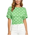 thumbnail image 3 of Zpzdpjkx Women's Polka Dots Boat Neck Short Sleeve Top, Back Tie Waist Ruched Slim Fit Casual Blouse, 3 of 7