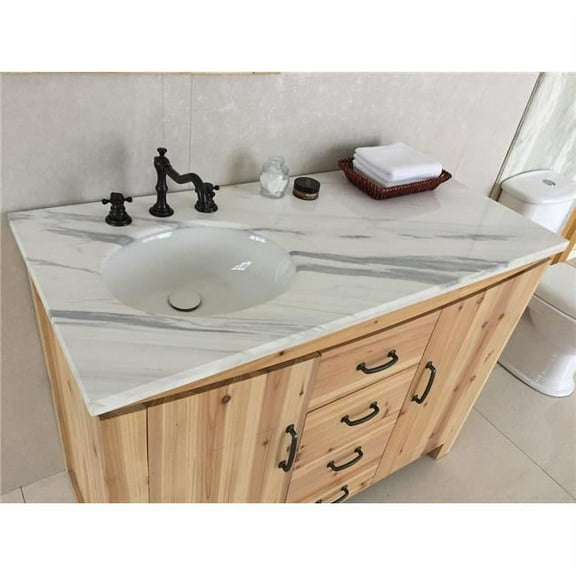 48 in. Single Center Sink Vanity Solid Fir Jazz Natural, White
