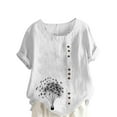 thumbnail image 2 of Lydiaunistar Summer Tops for Women Lightweight Polyester Casual Blouse, Button-Up Short Sleeve T-Shirt Perfect for Spring, Summer, and Fall Sizes SS-5XL, 2 of 4
