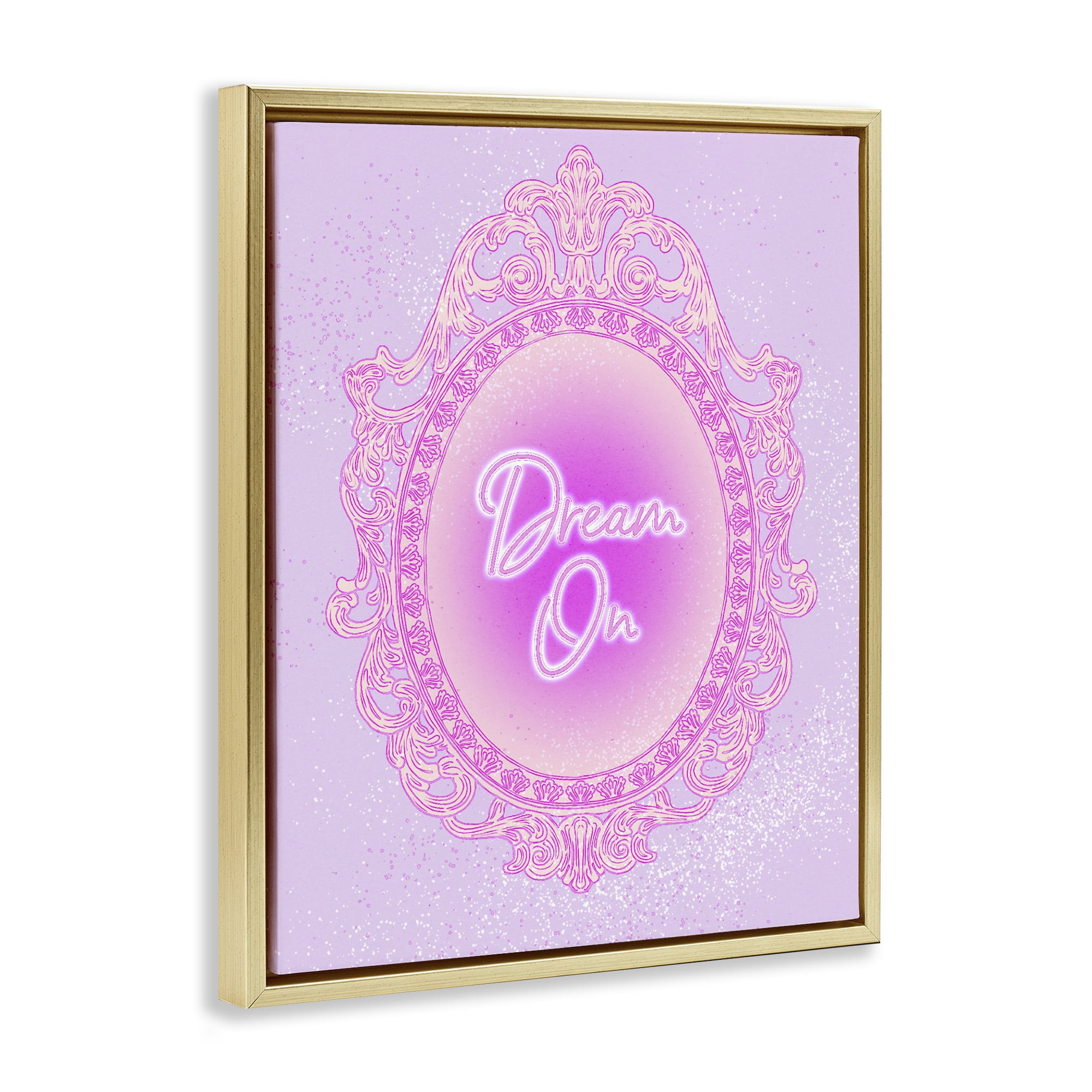 Stupell Industries Dream On Ornate Mirror Gold Framed Floater Canvas Wall Art, design by Ziwei Li
