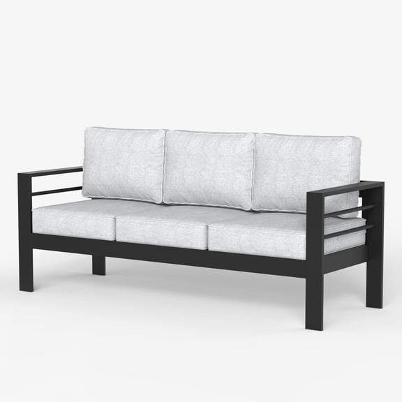 LayinSun Aluminum Outdoor Patio Metal Couch, 3-Seat Sofa Chair with Cushions