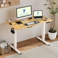 thumbnail image 3 of Flexispot 48"x24" Electric Standing Desk with Solid Bamboo Desktop, Height Adjustable Ergonomic Home Office Sit Stand Desk with Power Outlets, Cable Management & White Frame Computer Workstation, 3 of 10