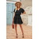 thumbnail image 4 of ABPHQTO Mini vestido negro con cuello en V y volantes para mujer, 4 of 5