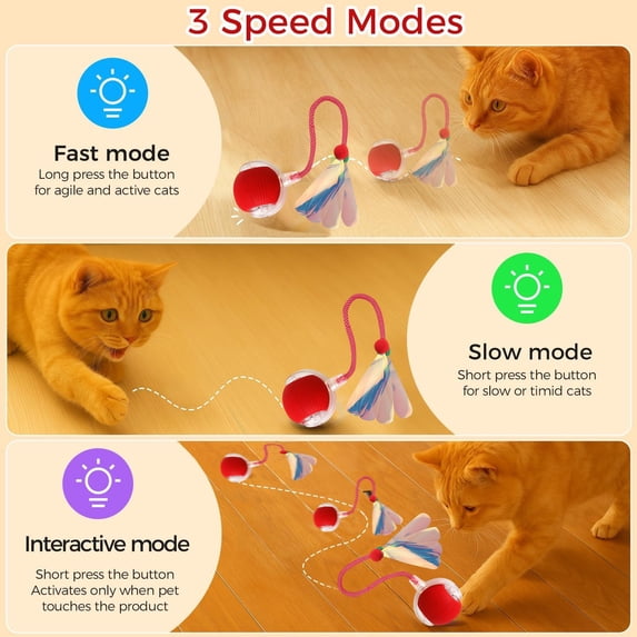 Lomyolo 3-PACK Interactive Cat Toys - 2026 New Motion Activated Automatic Rolling Cat Ball with 360° Smart Movement & Obstacle Avoidance Rechargeable Speedy Stimulation Pet Toy for Cats and Dogs