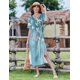 thumbnail image 3 of Vestido Zeagoo Tropical para mujer, cuello en O, manga corta, maxi azul, 3 of 6