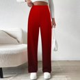 thumbnail image 7 of Winter Pants for Women Fleece Lined Thermal Wide Leg Sweatpants with Pockets Gradient Striped Pull-On Trousers (L, Wine), 7 of 7