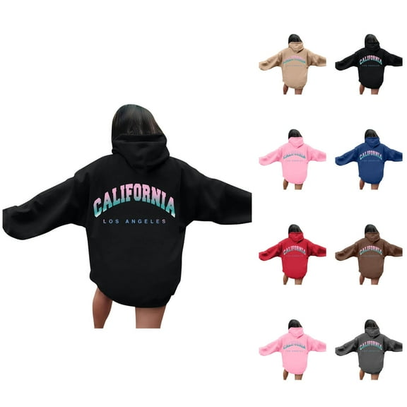 California Los Angeles Hoodies for Women 2025 Long Sleeve Y2K Hoodie with Pockets Hooded Sweatshirt Pullover Tops