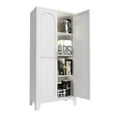 thumbnail image 4 of 61" 2 Pantry Cabinet, Shapely Doors Metal Storage Cabinet with Adjustable Shelves, for Bedroom, Living Room, 4 of 6