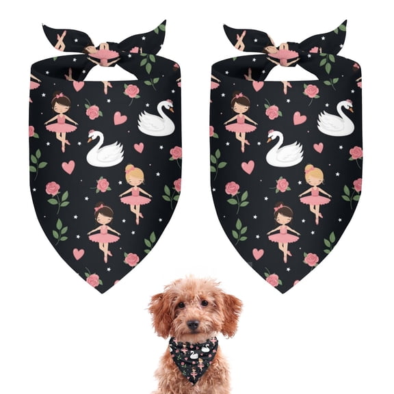 Dog Bandana 2 Pack,Ballerina Princess Swan Pattern Bandanas for Dogs,Cat Bandana,Small/ Large Dog Bandana 2 Size,Dog Bandanas