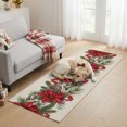 thumbnail image 2 of Christmas Red Floral Washable Area Rug 2 x 6 ft Winter Vintage Farmhouse Pine Cone Flower Soft Non‑Slip Rugs Stain Repellent Indoor Mats for Long Hallway, Kitchen Runner, Corridor Laundry, 2 of 9