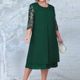 thumbnail image 2 of Huresd Mother of The Bride Dress Two Piece Plus Size Formal Evening Party Dress with Lace Jacket Outfits Dark Green 4XL, 2 of 4