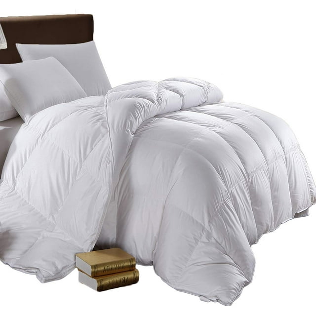 Wholesale Beddings Extra Warm Goose Down Comforter (Oversized Queen, 92x98) 500TC-Pure Cotton Shell, 55 Ounces of Fill, Solid Pattern Goose Down Duvet Insert