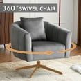thumbnail image 4 of Ktaxon 360° Swivel Accent Armchair Velvet Upholstered Club Chair, Pumpkin Shape Sofa Corner Barrel Chair Gray (Metal Feet), 4 of 9