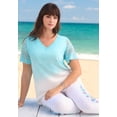 thumbnail image 4 of Roaman's Women's Plus Size Lace-Sleeve Ombre Slub Tee, 4 of 4