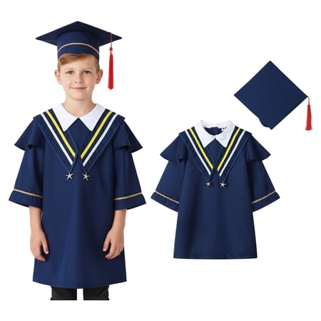 Preschool Graduation Cap and Gown Set with Tassel Girls Graduation Outfit Graduation Dresses for Kids 5-6 Years