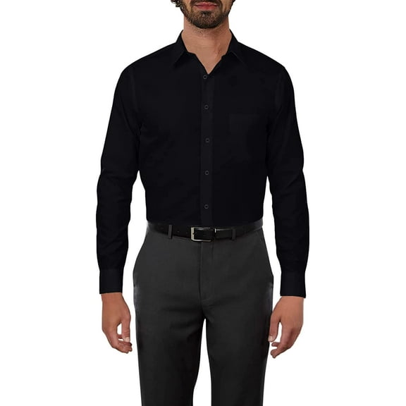 Van Heusen Men's Dress Shirt Regular Fit Poplin Solid 16" Neck 32"-33" Sleeve Black