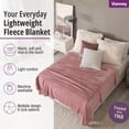 thumbnail image 5 of Vianney Lilac Queen Size Lightweight Fleece Blanket Ultra-Soft Rose Pink Throw Year-Round Cozy Comfort and Elegant Bedroom Decor, 5 of 8