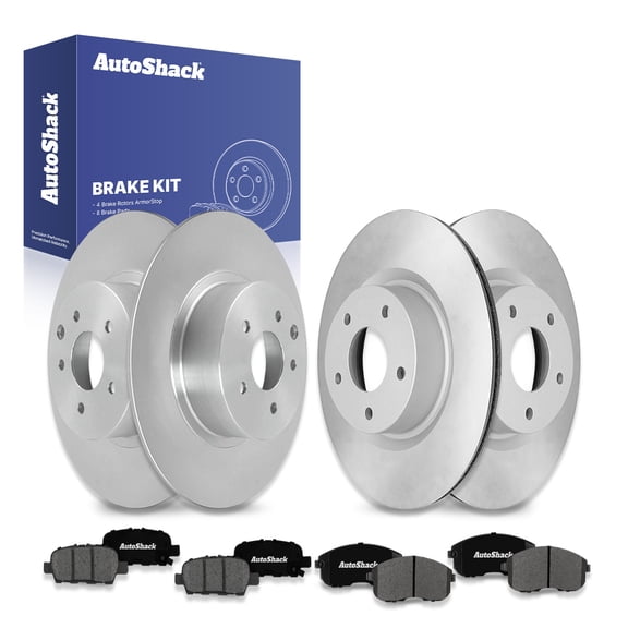 AutoShack Front Vented & Rear Solid Coated Brake Rotors   Premium Ceramic Brake Pads 12-PC Brake Kit Replacement for 2009-2013 Nissan Altima ArmorStop