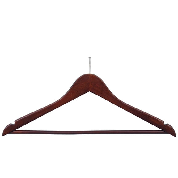 Wooden Suit Hanger with Anti-Theft Mini-Hook, Walnut Finish with Chrome Hardware, Box of 50