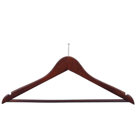 International Hanger Wooden Suit Hanger, Walnut Finish with Chrome Hardware, Box of 100