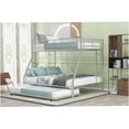 thumbnail image 4 of Twin over Full Bunk Bed with Trundle, Triple Sleeper Metal Frame with 2 Ladders, Guardrails & Locking Wheels, Silver, 4 of 10
