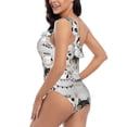 thumbnail image 4 of Easygdp Funny Animals Series Women's One Shoulder Ruffle Monokini Bathing Suits with Removable Chest Pad, Quick Drying - Large, 4 of 8