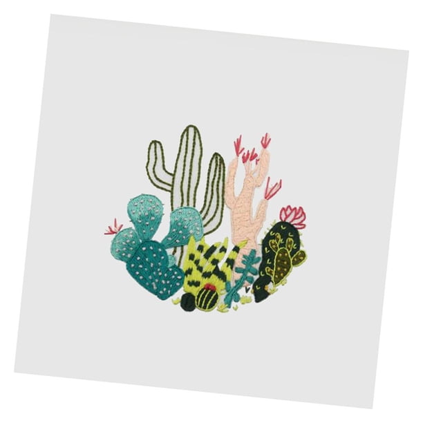 Kit de muestrario de bordado de cactus vintage, kits de punto de cruz para principiantes 2