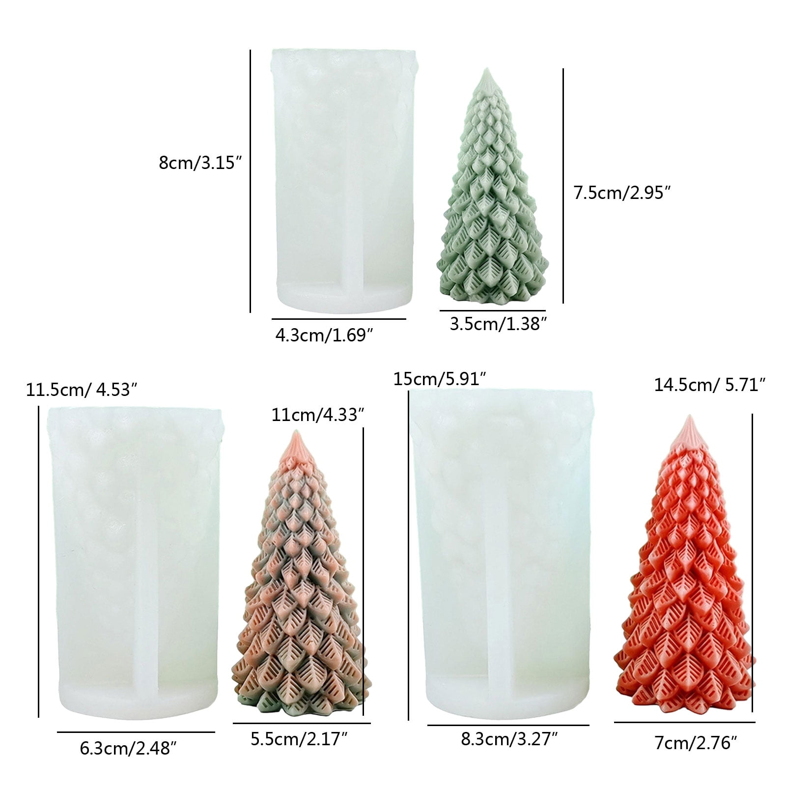3D Christmas Tree Silicone Mold Aromatherapys Gypsum Soap Resin Cake Baking Molds Home Decor Festival Gifts