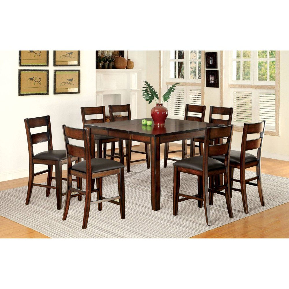Furniture of America Gibson Bold Counter Height 9 Piece Dining Table