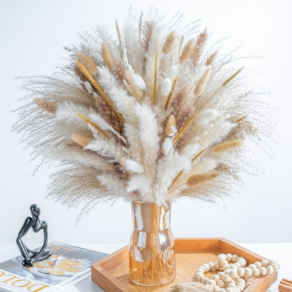 Pampas Grass Decor,Natural Dried Flowers,Boho Decor Western Wedding Decor Flowers Dried Pampas Grass Decor for Elegant Floral Arrangements,Home & Table (120PCS)