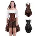 thumbnail image 2 of Ropa Steampunk Disfraz Steampunk para mujer Vestido con corsé debajo del busto Blusa renacentista de talla grande Disfraz de pirata medieval para Halloween, 2 of 5